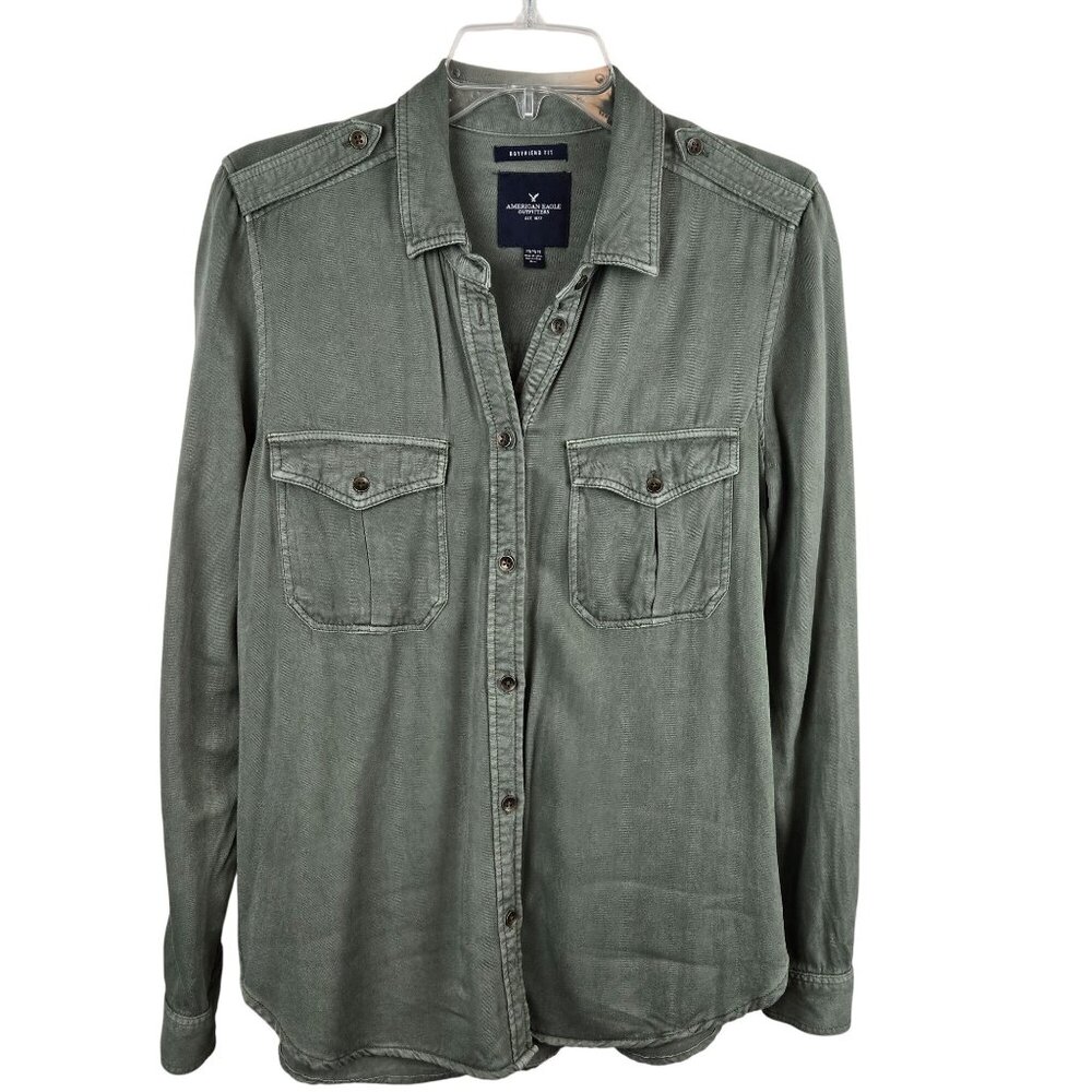 Womens Casual Classic‎ Bttn Down Shirt Office Work American Eagle Hunter Green M